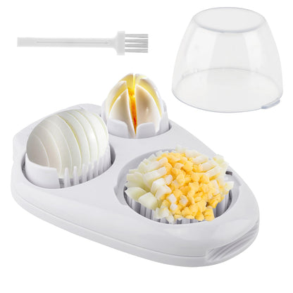 3 in 1 Boiled Egg Slicer, 3 Slice Modes Chopper Cutter with Brush, Manual Egg Slicer Steel Wire Dicer for Hard Boiled Eggs, Kitchen Gadget for Soft Fruit Butter, Labor Saving