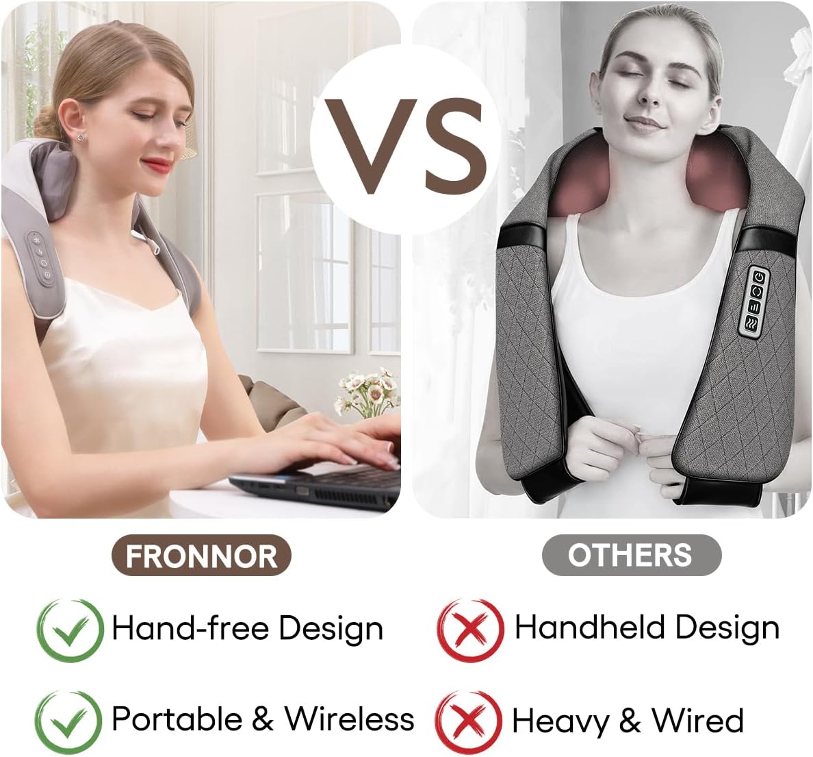 Neck Massager with Heat Function Wireless Portable Neck Shoulder Massager,2 Modes 2 Levels Massager Women Men Gift-Home,Car,Office