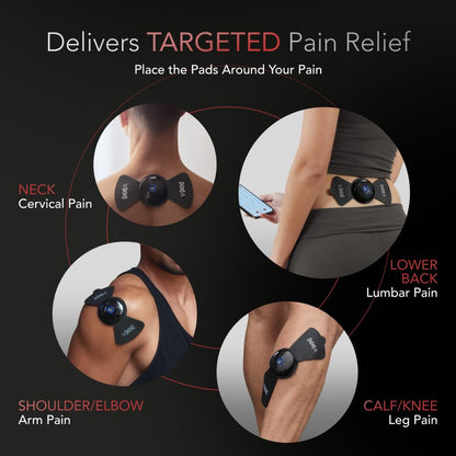 VPOD Deluxe Wireless TENS Unit Muscle Stimulator with Smartphone App Control - Bluetooth Enabled for Pain Relief Therapy - Rechargeable Portable Device for Back and Neck Pain