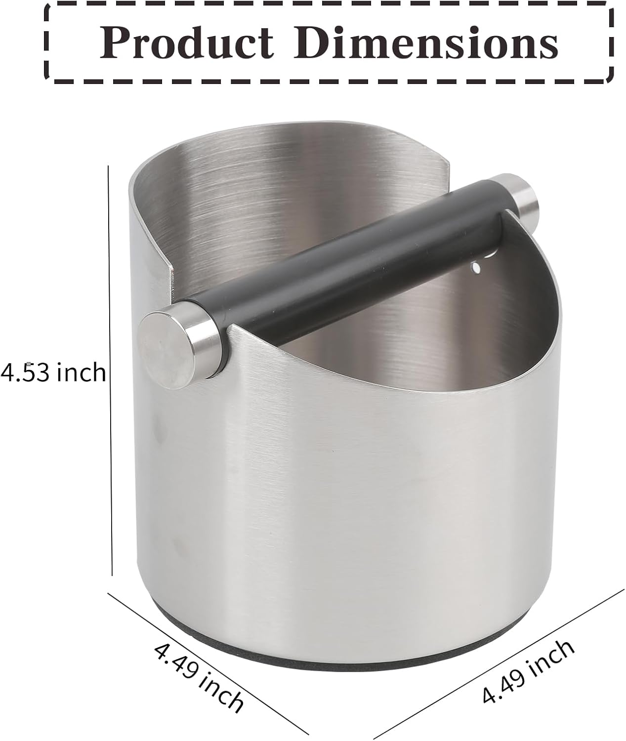 Stainless Steel Italian Espresso Tapping Box with Detachable Rod & Anti-Slip Rubber Base (Silver-S)