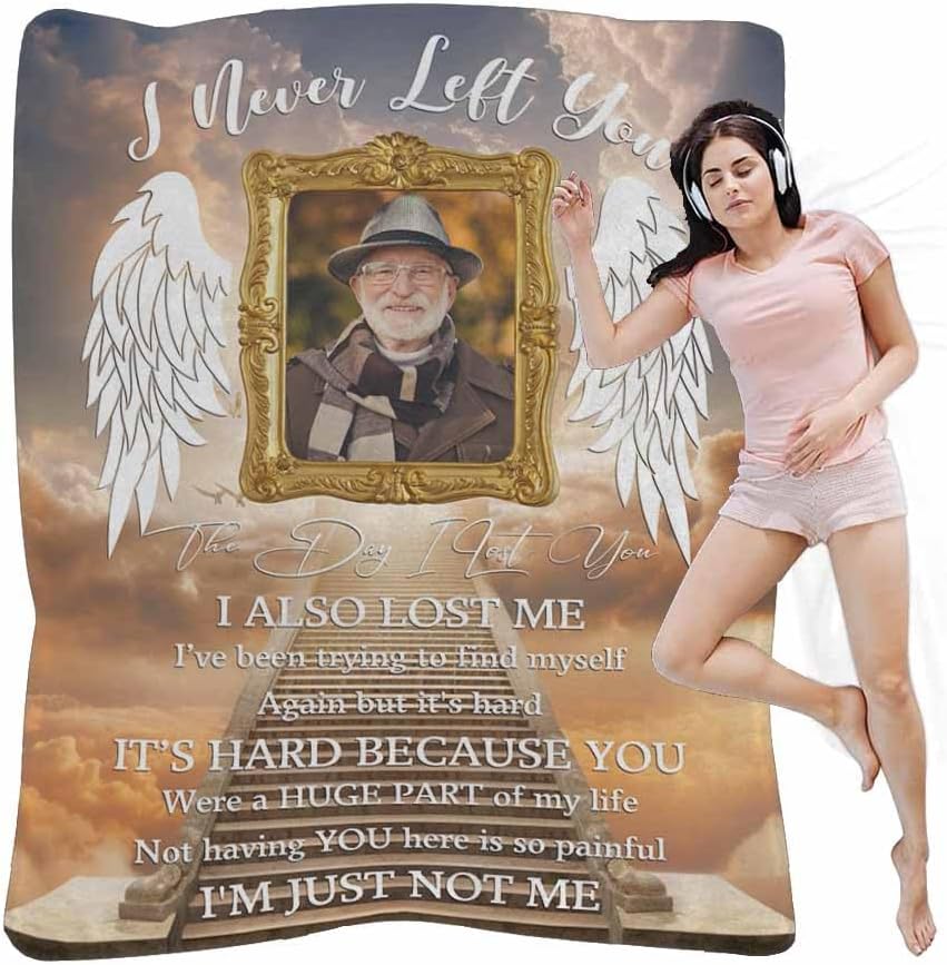 AOFUN Personalized Memorial Blanket with Photo Custom Picture Blankets in Loving Memory, for Loss of Loved One