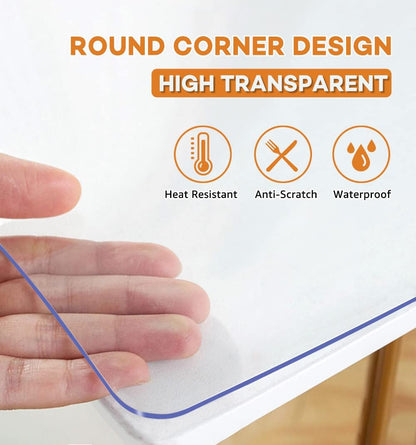 22x44 Inch PoPoTo New Clear Plastic Tablecloth Coffee Dining Kitchen End Table Protector Cover Wipeable Water Resistant