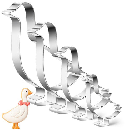 Havawish 4 Pcs Cookie Cutter Set 2 in to 5 in Cookie Cutter Stainless Steel for Baking Fondant Fruit Bread Birthday Party Decorations (Goose)