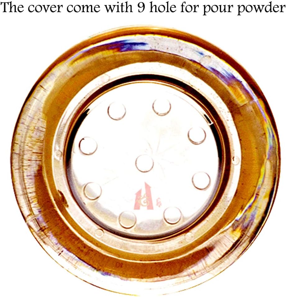 Acrylic Condiment Salt Pepper Chili Powder Shaker - Cruet Bottle with Nine-Hole Cover, Gold & Clear, F5xH9.4cm