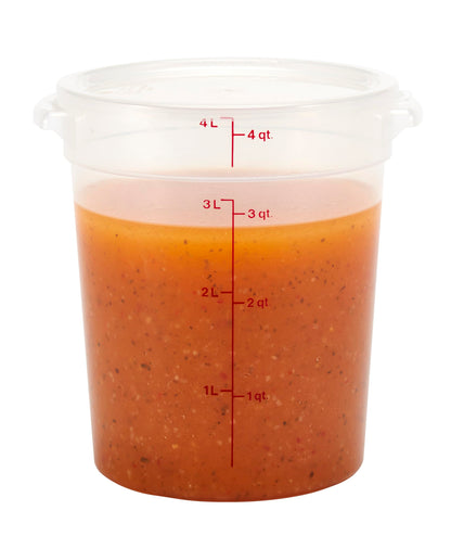Cambro Food Storage Containers with Lids (BPA-Free) - 4 Quart - Food Grade Buckets with Lids (2 Pack) - For Dough Proofing and Brining (Translucent)