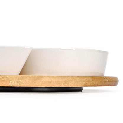 Cididu Ceramic Serving Tray Platters Lazy Susan, Rotating Divided Serving Set with 6 Removable Compartment, 11'' Appetizer Relish Dish, Snack Bowl Set for Christmas, Thanksgiving, Party, Kitchen