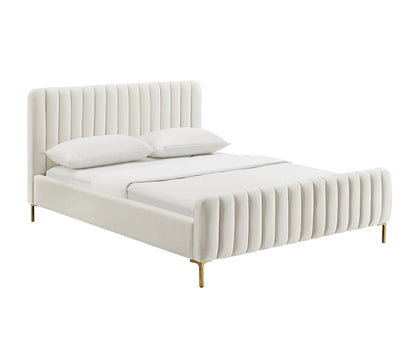 Tov Furniture Angela Velvet Bed in Full (Cream)