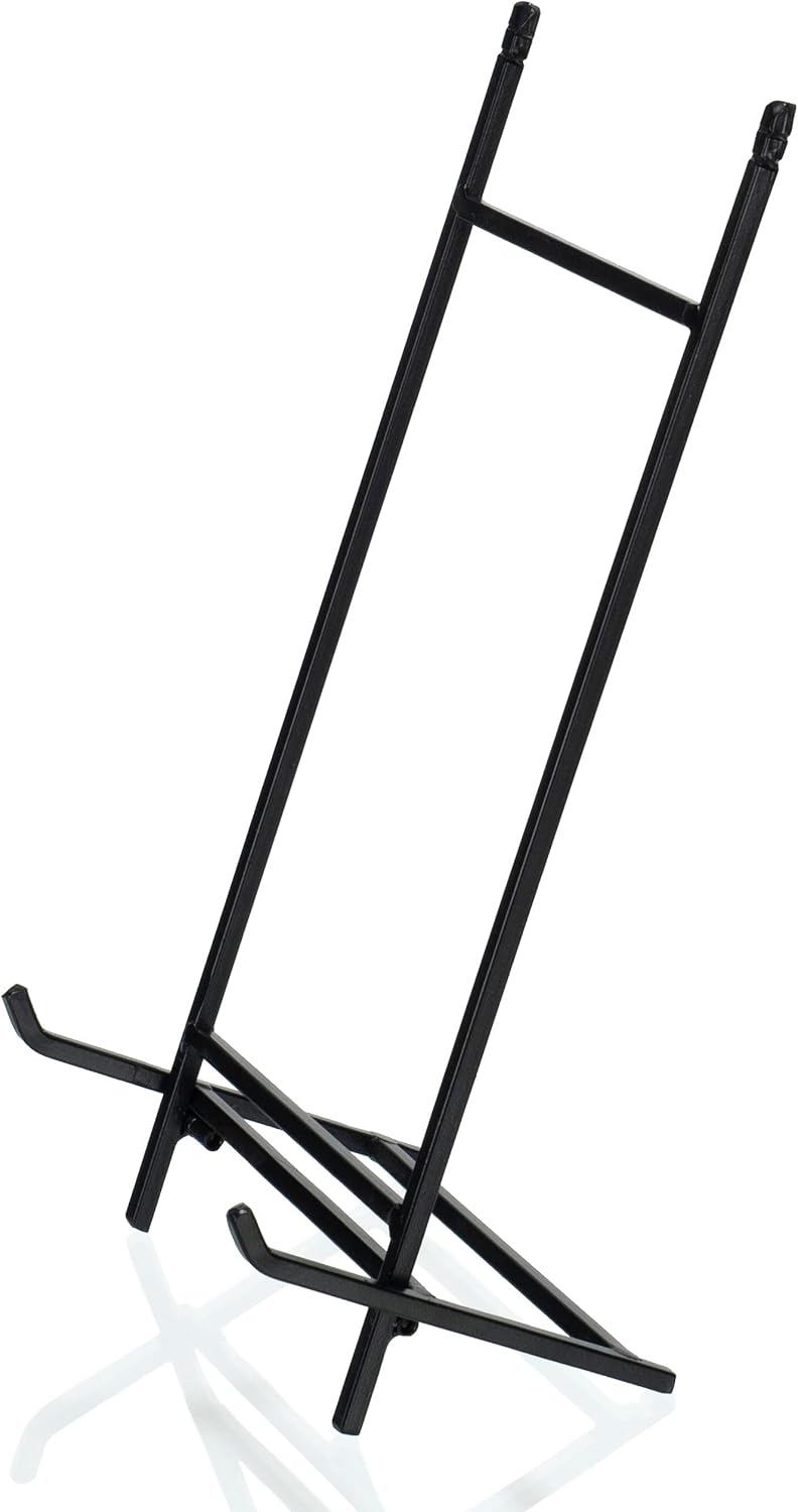 Red Co. 12” Tall Decorative Modern Metal Plate Stand and Art Holder Easel in Black Finish