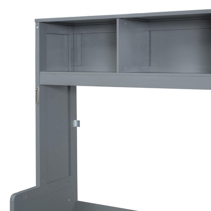 Ball & Cast Full Size Murphy Bed with Closet and 2 Drawers,Hidden Wall Bed with Storage Shelves,Multifunctional Foldable Platform Bed Frame for Samll Space,Bedroom,Guest Room,Easy Assembly,Gray