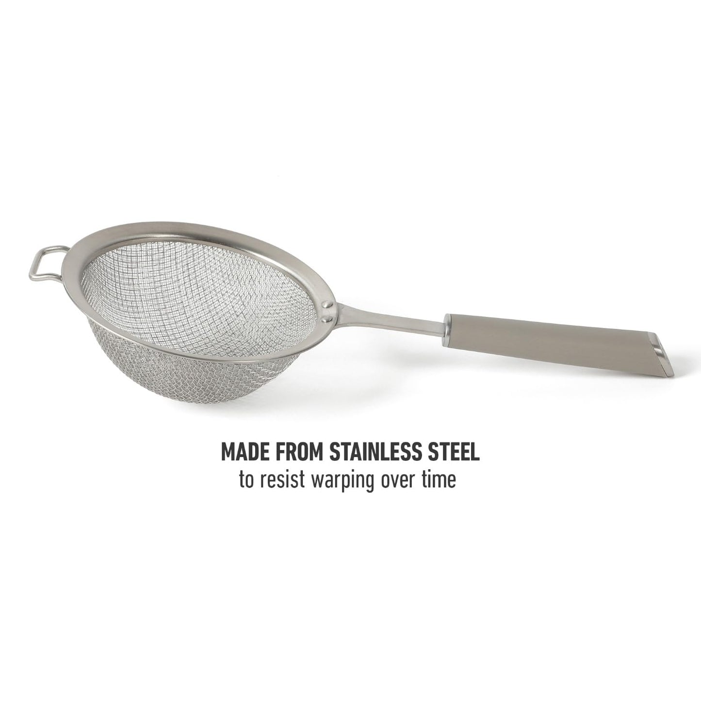 Calphalon Edge Stainless Steel Strainer w/Thermoplastic Rubber Handle - Taupe
