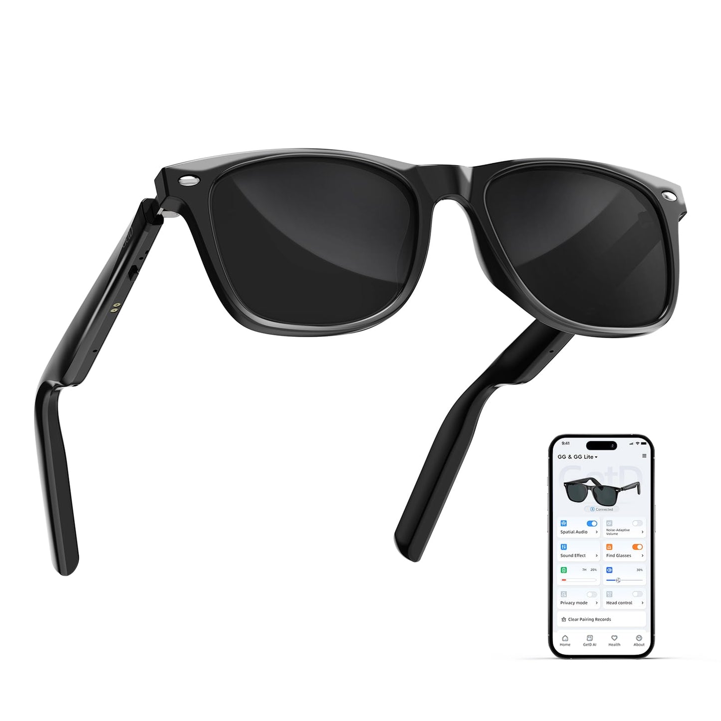 GetD AI Glasses for Men & Women, Smart Glasses Powered by ChatGPT, AI Real-time Translation with 145 Languages, 11H Music Play, Bluetooth Glasses with Photochromic Lens for Daily Use, Travel