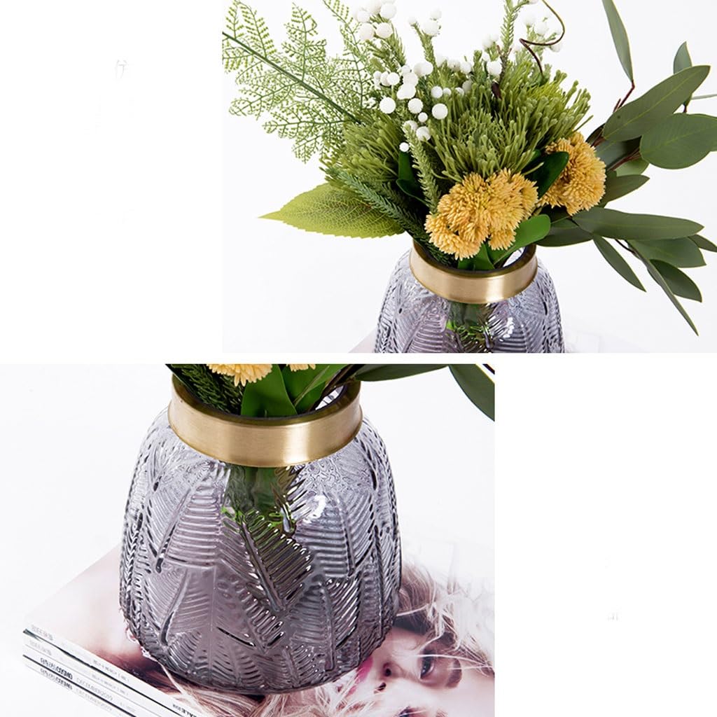 XUNTING Artificial Plants Indoor Simulation Floral Set Decoration Modern Light Luxury Hotel Negotiation Table Office Dining Table TV Cabinet Interior Decoration Plants Decor(B)