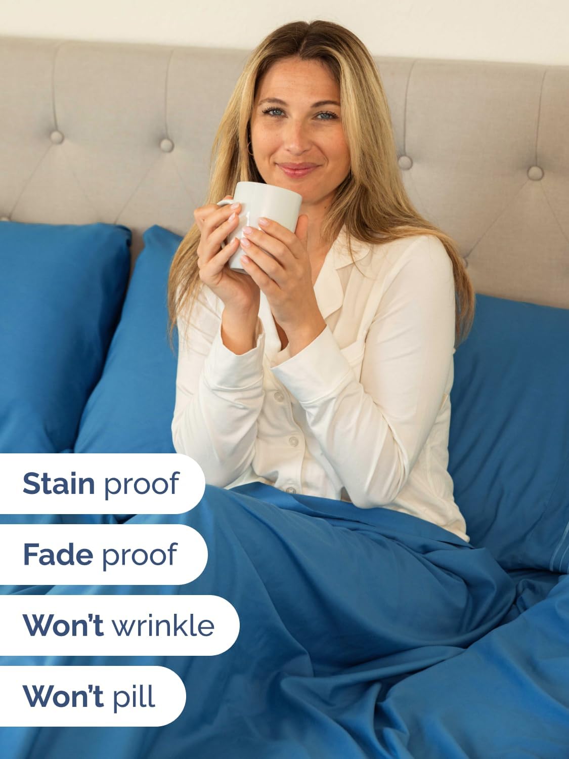 Skiennix Extra Deep King Sheet Set - 6 Piece Breathable Cooling Bedding - Soft Wrinkle-Free Denim Blue