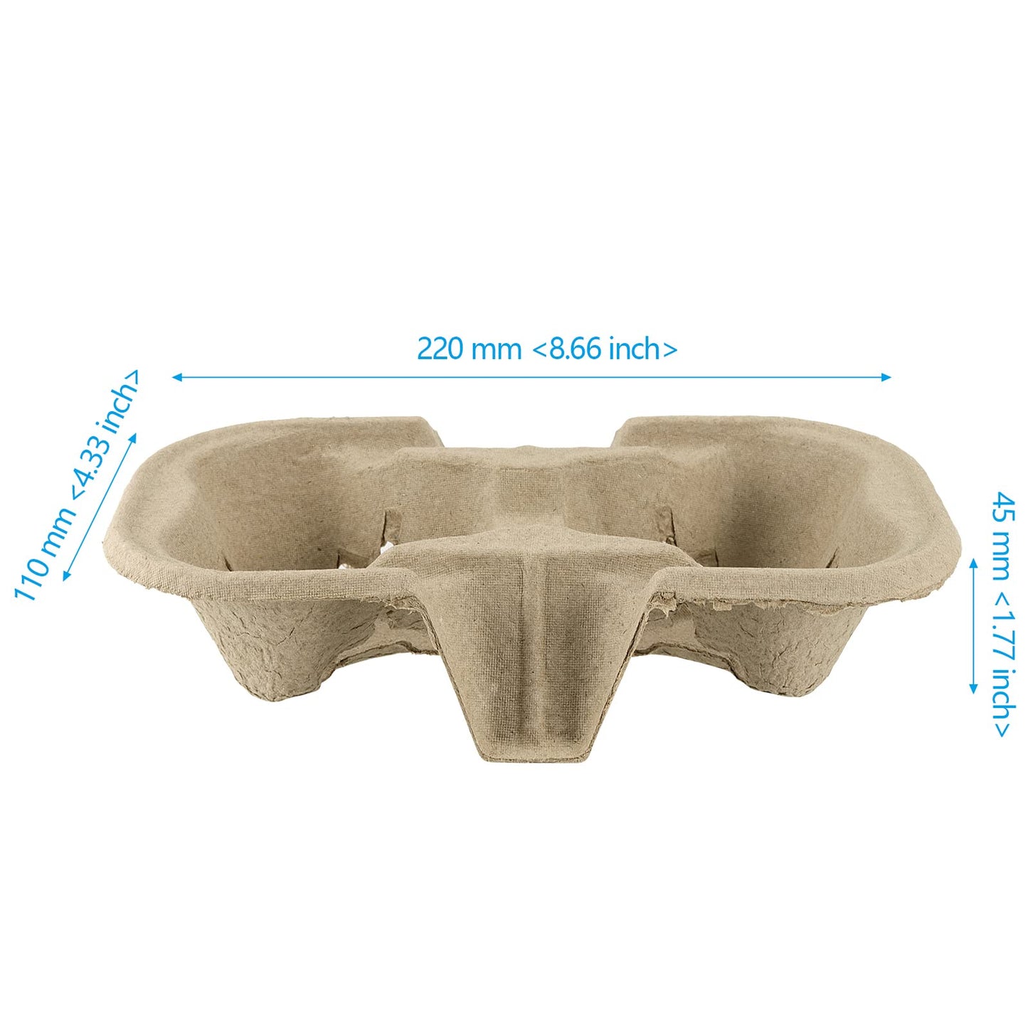 JEUIHAU 100 Pack Pulp Fiber Drink Carrier Tray for 8-24 oz Cups, Biodegradable Carrier for Hot or Cold Drinks, Ideal To Go Drink Holder for Car Food Delivery