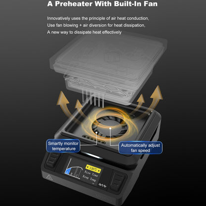 TOOLSAGE Mini Hot Plate Preheater Soldering Station MHP50 Portable Smart Constant 100-350°C Heater Platform 50mm Heating Area Original Welding Tool (AL50-Silver)