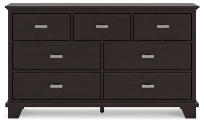 Signature Design by Ashley Covetown Contemporary 7 Drawer Dresser with Safety Stop for Bedroom, Dark Brown