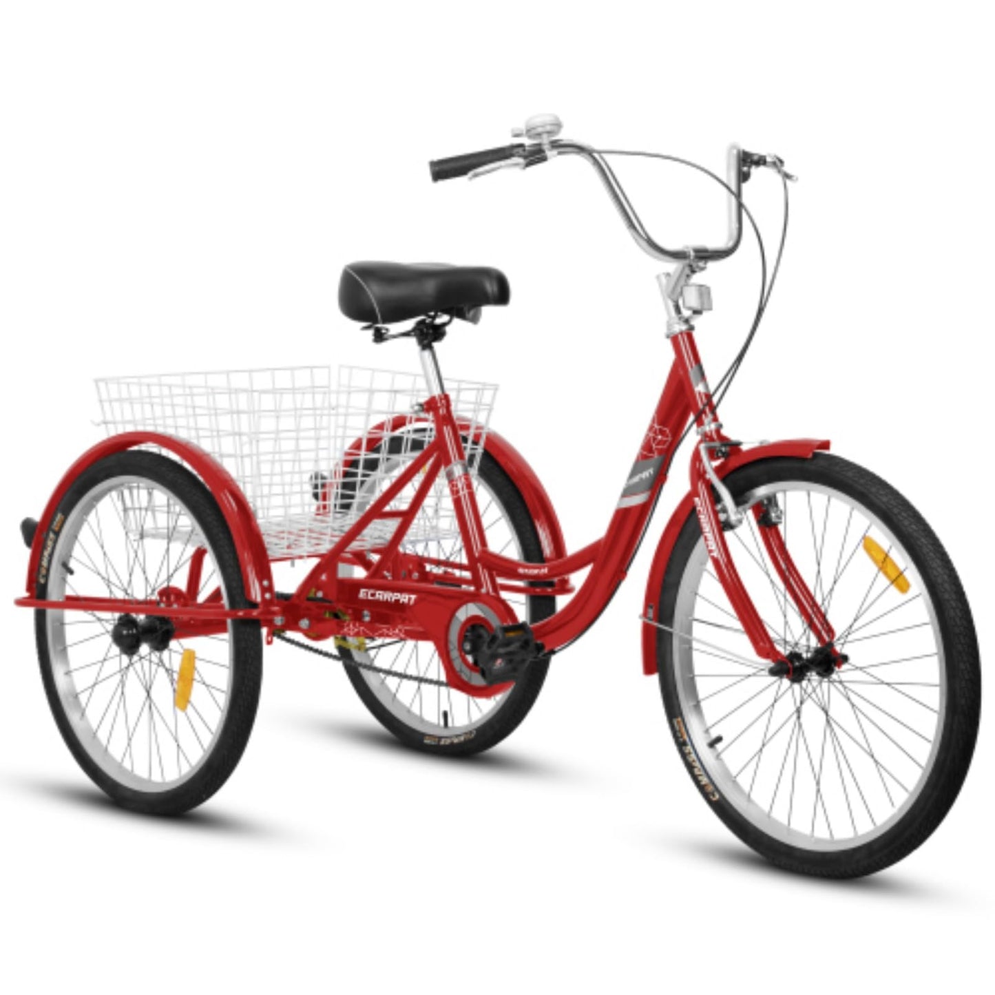 RENPINYOUX Tricycle, Adult Tricycle, 24" Tricycle with Shopping Basket, 350 Lb Capacity, Easy to Install, Suitable for Seniors, Women and Men