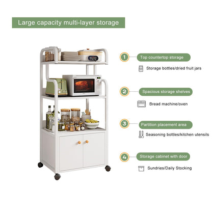 DHXIAMZ Rolling Microwave Storage Rack Kitchen Cabinet nizer Multi-Purpose Shelving Unit for Kitchen Living Room & Entryway Bakery Shelf White 52x34x126.5CM