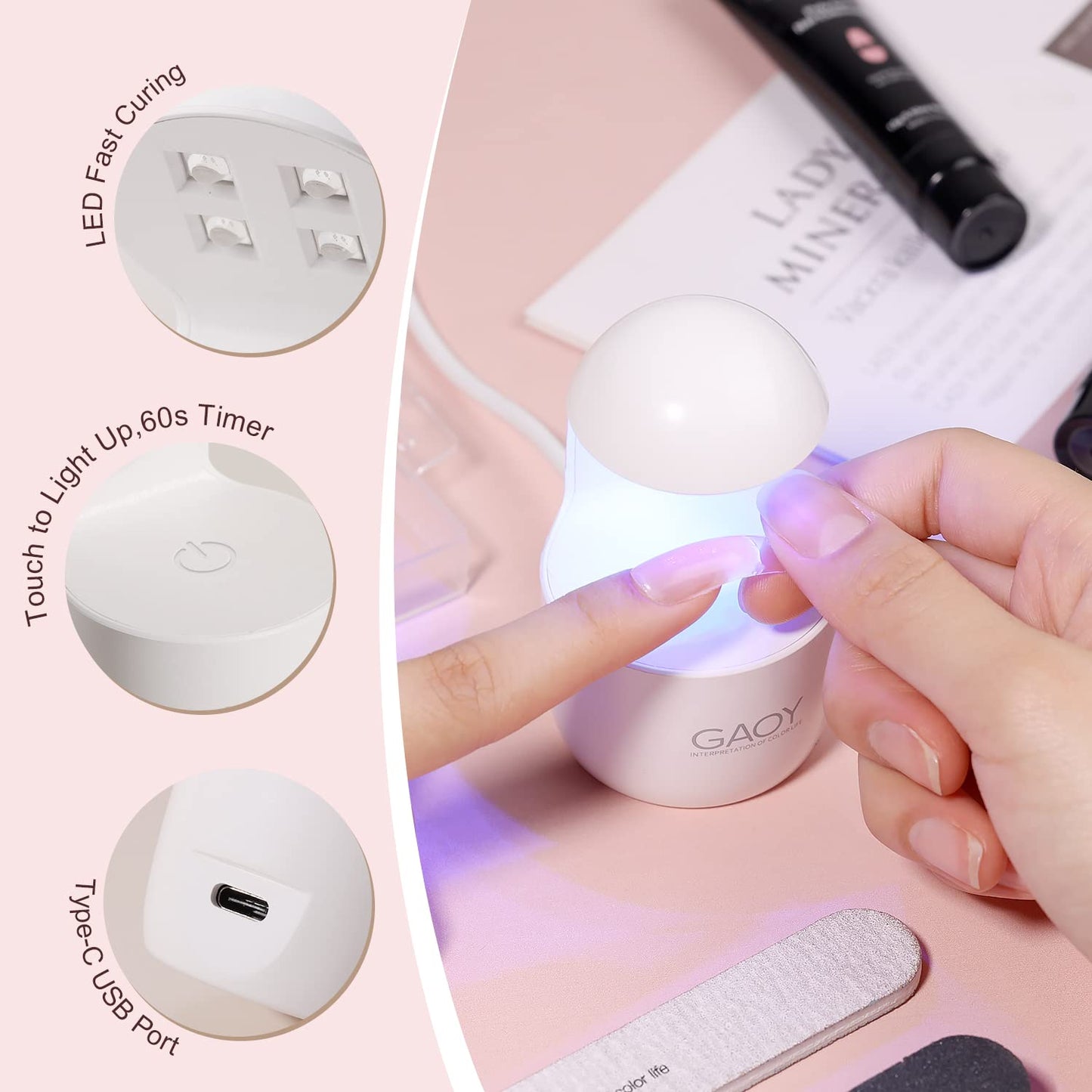 GAOY Poly Gel Nail Kit with U V Light Starter Kit, 6 Pcs Builder Gel Extension Kit for Beginners with Everything Nail Art DIY