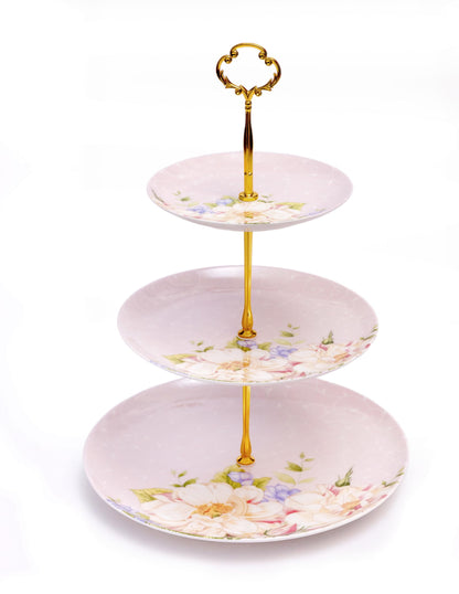 Parisian Spring Bloom Coffee & Tea Set Of 12 Pinkceramic,Floral,European,Elegant,Kitchen,gift box,gold,porcelain,Vintage,Dinnerware set,Plate set,salad plates,dishes,cups set,suger & milk pitcher