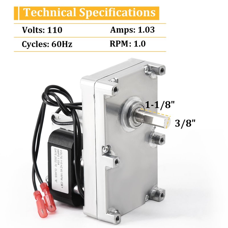 250-00526 Auger Motor for Avalon Astoria Bay & Newport Bay & 900 PS & Arbor & Avanti & AGP, Lopi Yankee Bay & Yankee PS & AGP & Leyden & Pioneer Bay & Foxfire Pellet Stoves, 1 RPM Auger Motor 90-0191