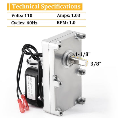 250-00526 Auger Motor for Avalon Astoria Bay & Newport Bay & 900 PS & Arbor & Avanti & AGP, Lopi Yankee Bay & Yankee PS & AGP & Leyden & Pioneer Bay & Foxfire Pellet Stoves, 1 RPM Auger Motor 90-0191