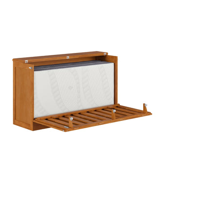 AFI, Charleston Queen Wood Murphy Bed Chest with 6" Mattress, Light Toffee