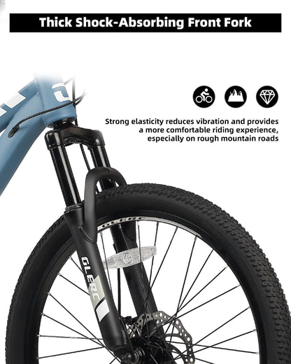 Glerc 24 Inch Kids Bike, Kids Mountain Bike for Boys and Girls Ages 6-10, 21-Speed Skyline Bicycle with Front Suspension and Disc Brakes, Blue