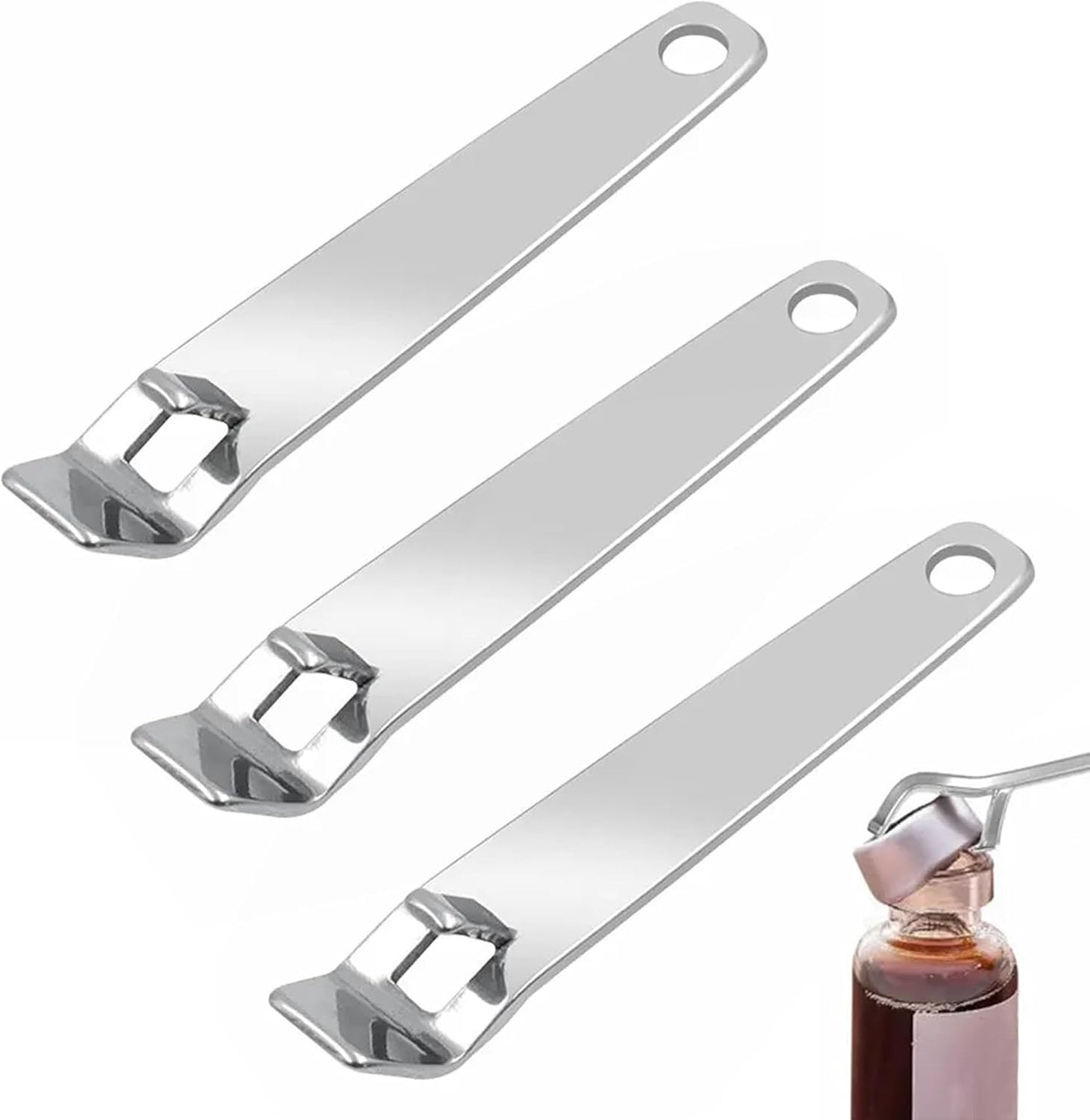 Generic 3 Pack Mini Vial Openers - Versatile Stainless Steel Oral Liquid Decappers for Botox, Medicines, and Beverages