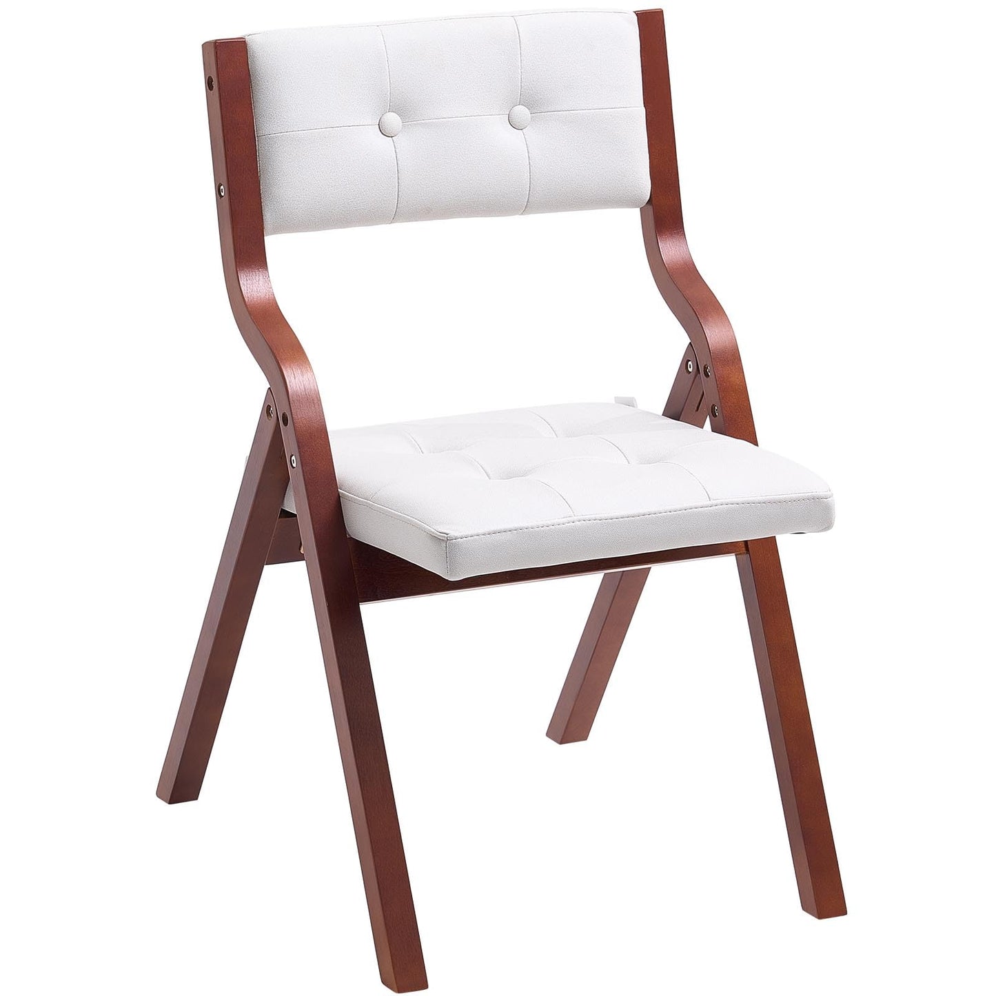 VEVOR Wooden Folding Chairs with Cushion, Set of 4, Portable Foldable Cushion Chair with Wooden Frame, Modern Padded Dining Chair for Kitchen, Office, Wedding, Party, Dining Room, Easy Assembly, White