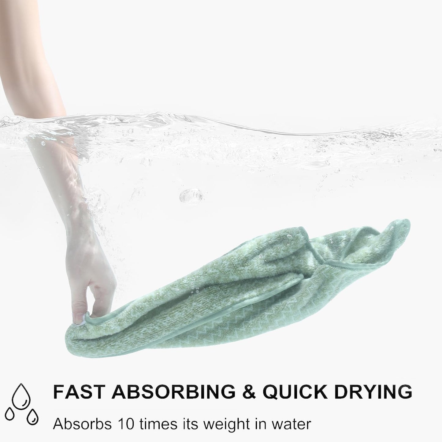 18 Set,100% Loops-6 Towels,6 Towels,6 Ycosy Piece Bath Towels Microfiber Family Bathroom Towel with Hanging Bath Hand