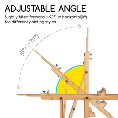 MEEDEN Extra Large Heavy-Duty H-Frame Studio Easel - Solid Beech Wooden Artist Professional Easel, Painting Art Easel Stand with 4 Premium Locking Silent Caster Wheels, Hold Max 82"