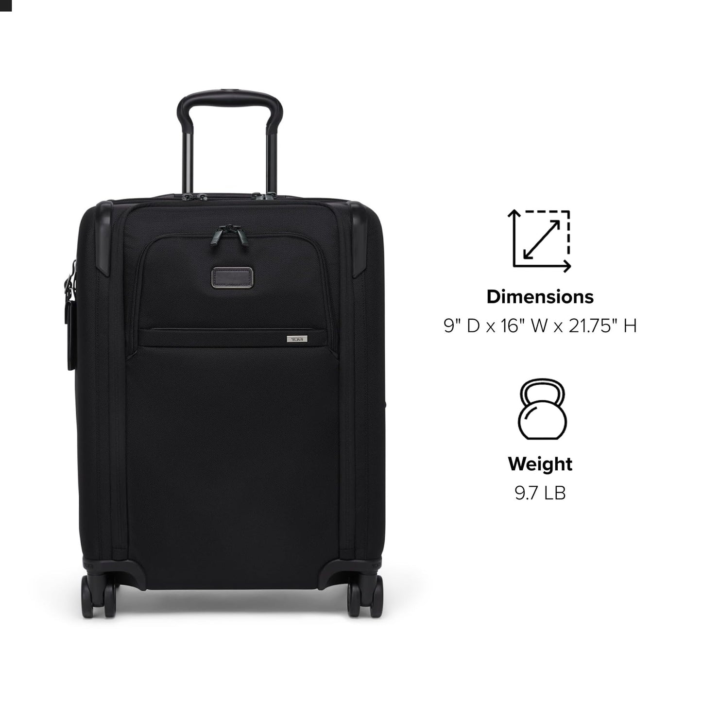 TUMI - Alpha Large Dual Access Expandable 4-Wheeled Carry-On Luggage - Zipper Expansion - Durable and Lightweight Travel Suitcase - TSA Lock Tracer - Black