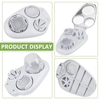 MREEGS 3 in 1 Egg Slicer for Hard Boiled Eggs, Suitable for Strawberry Slicer Grape Cutter, Egg Slicer for Hard Boiled Eggs,Stainless Steel Dicer,For Kitchen Vegetable Cutting Tool - White