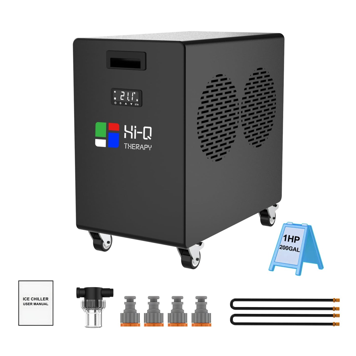1 HP Cold Plunge Chiller, Commercial Ice Bath Water Chiller Machine for Large Tubs up to 200 Gallon, Heavy Duty Single Cooling Water Cooler with Internal Pump Options, Fast Chilling for Gym & Outdoor