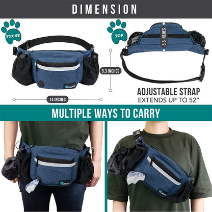 PetAmi Dog Fanny Pack, Treat Pouch for Dog Walking, Training, Built in Poop Bag Dispenser, Water Bottle Holder, Collapsible Bowl, Pet Treat Waist Belt for Hiking, Running, Kibbles (Camo Black)