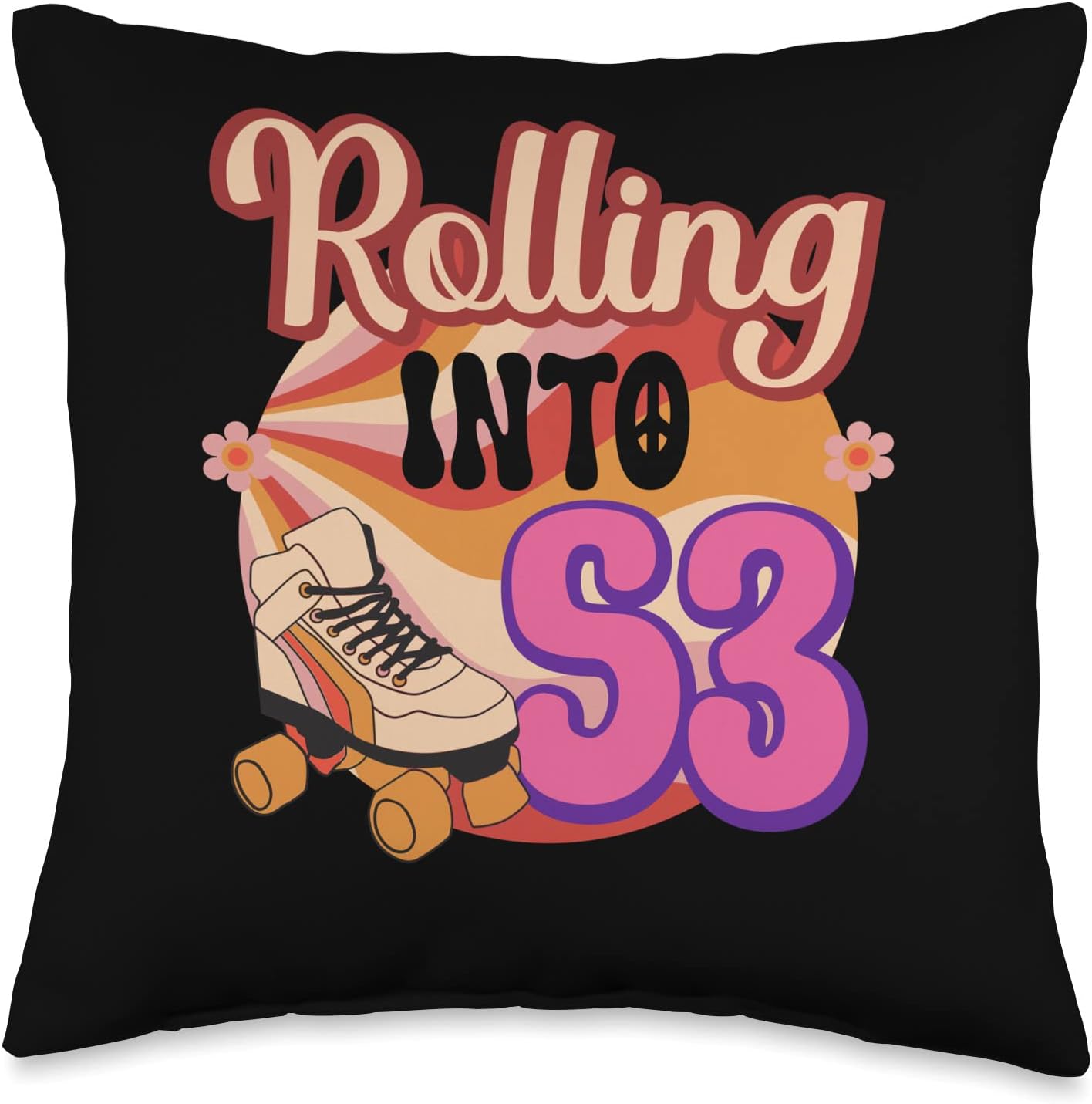 In-line Skates Towards 1973 Rolling Into 53 Throw Pillow, Multicolor, 16x16
