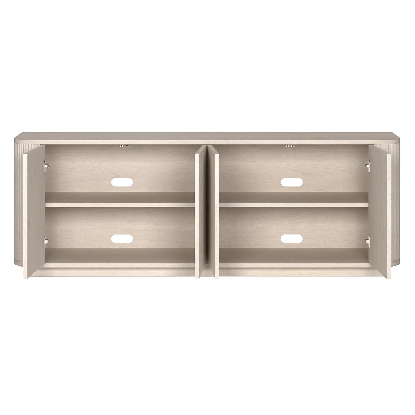 Henn&Hart Fluted TV Stand for TVs up to 75" with 2 Storage Cabinets with an Adjustable Shelf for Living Room, Family Room, or Office, Beech White