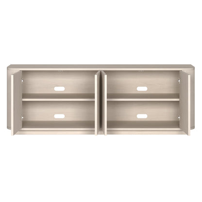 Henn&Hart Fluted TV Stand for TVs up to 75" with 2 Storage Cabinets with an Adjustable Shelf for Living Room, Family Room, or Office, Beech White