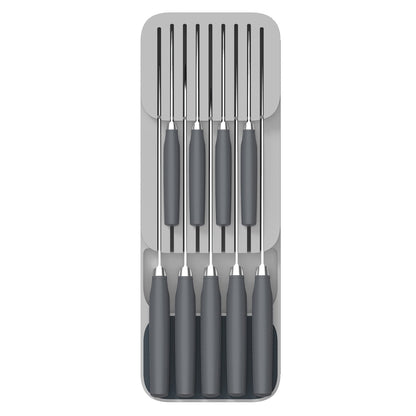 Joseph Joseph DrawerStore Knife Organizer, holds up to 9 knives, Kitchen Organization & Drawer Storage – Compact, Gray