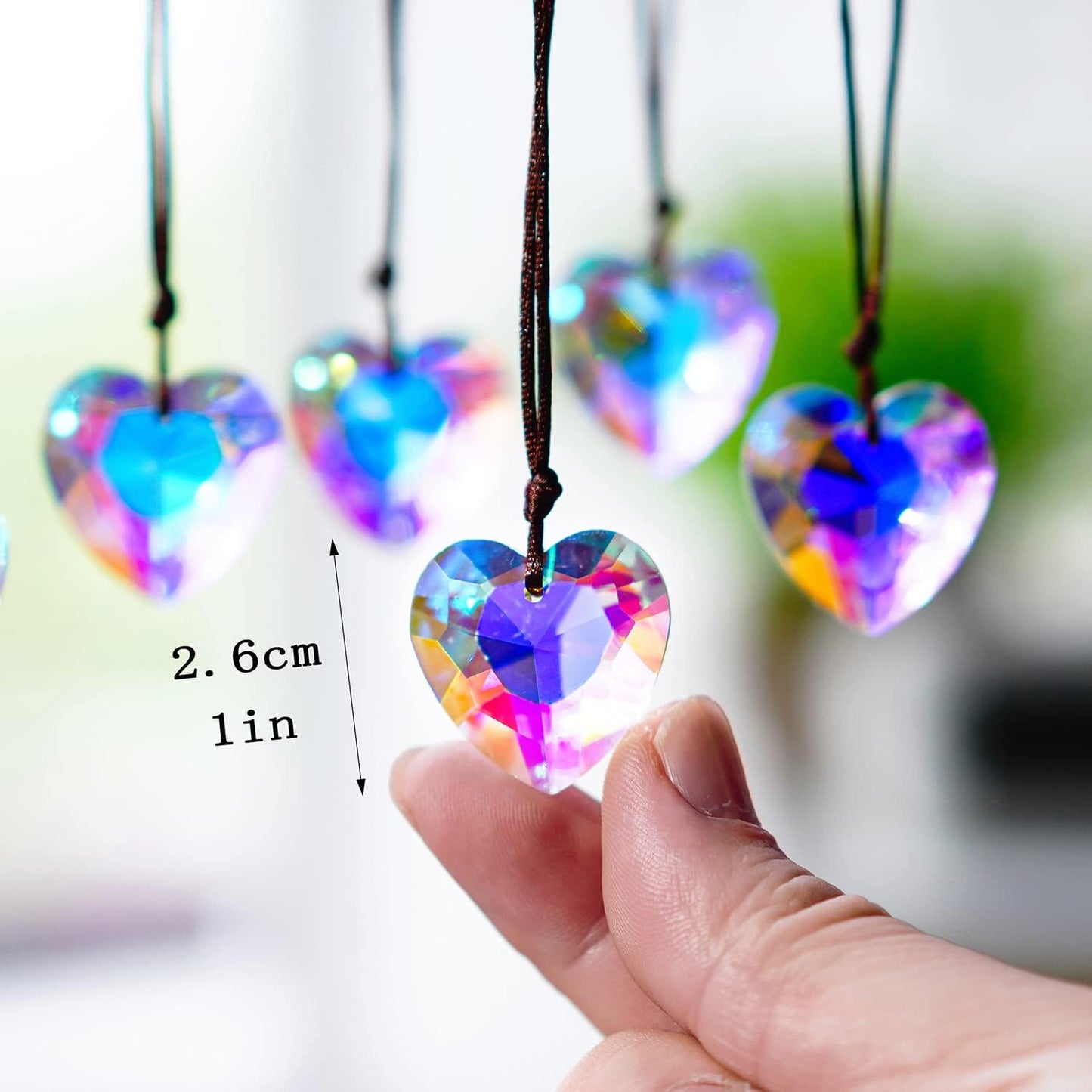 12pcs 27mm Colorful Crystal Heart Prism Suncatcher, Heart Prism Chandelier Drop Parts Window Sun Catcher Crystals