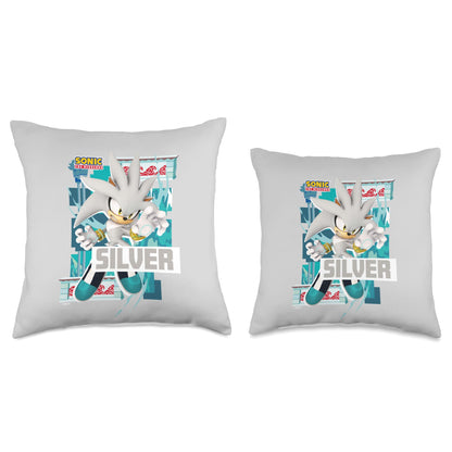 Sonic The Hedgehog - in The Zone - Silver Throw Pillow