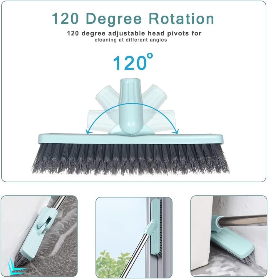 Affogato Floor Scrub Brush, Bathroom Long Handle Bathtub Push Broom, Shower Tile Grout Scrubber for Hard to Reach Areas