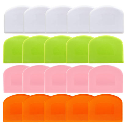CEWIFO Bench Scraper Dough Scraper for Baking, 20 PCs BPA Free PE Plastic Flexible Bowl Scraper, Food-safe Plastic Dough Cutter for Bread Cake Dough Fondant Icing (White, Green, Orange, Pink)