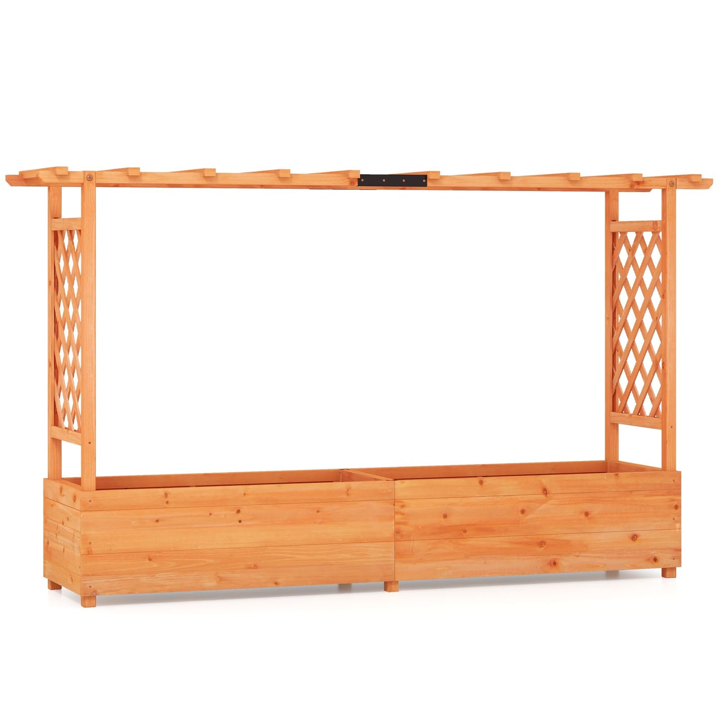 S AFSTAR 45-Inch Raised Garden Bed with Arch Trellis, Hanging Roof, Planter Box, Drainage Holes, Vertical Plant Container for Vine Climbing Plant Flower, Flower Bed Wood Planter for Indoor & Outdoor
