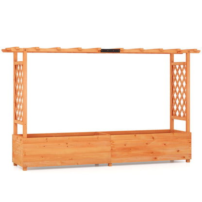 S AFSTAR 45-Inch Raised Garden Bed with Arch Trellis, Hanging Roof, Planter Box, Drainage Holes, Vertical Plant Container for Vine Climbing Plant Flower, Flower Bed Wood Planter for Indoor & Outdoor