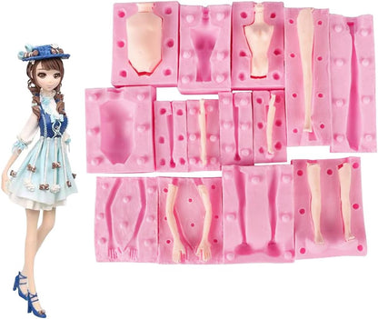 7 Packs Dolls Body Leg Arm Model - Silicone Fondant Molds for DIY Cake Decorating Supplies