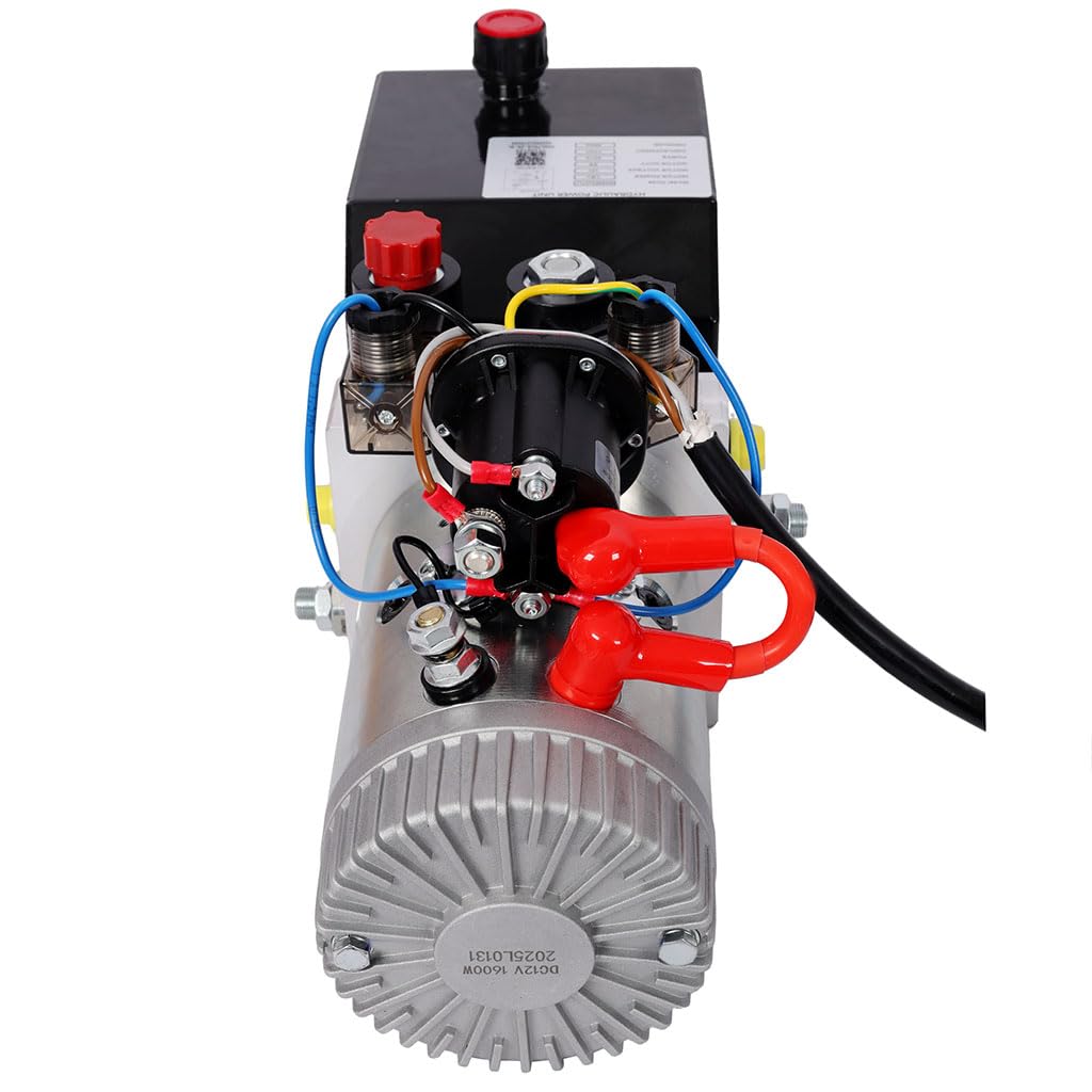 12V DC Hydraulic Power Unit Double Acting Pump, 3HP Hydraulic Pump with Steel Reservoir, 2950 PSI Max Pressure, 16.4 Ft Control Cable, Hydraulic Power Pack for Dump Trailer, Lift Gate, Log Splitter