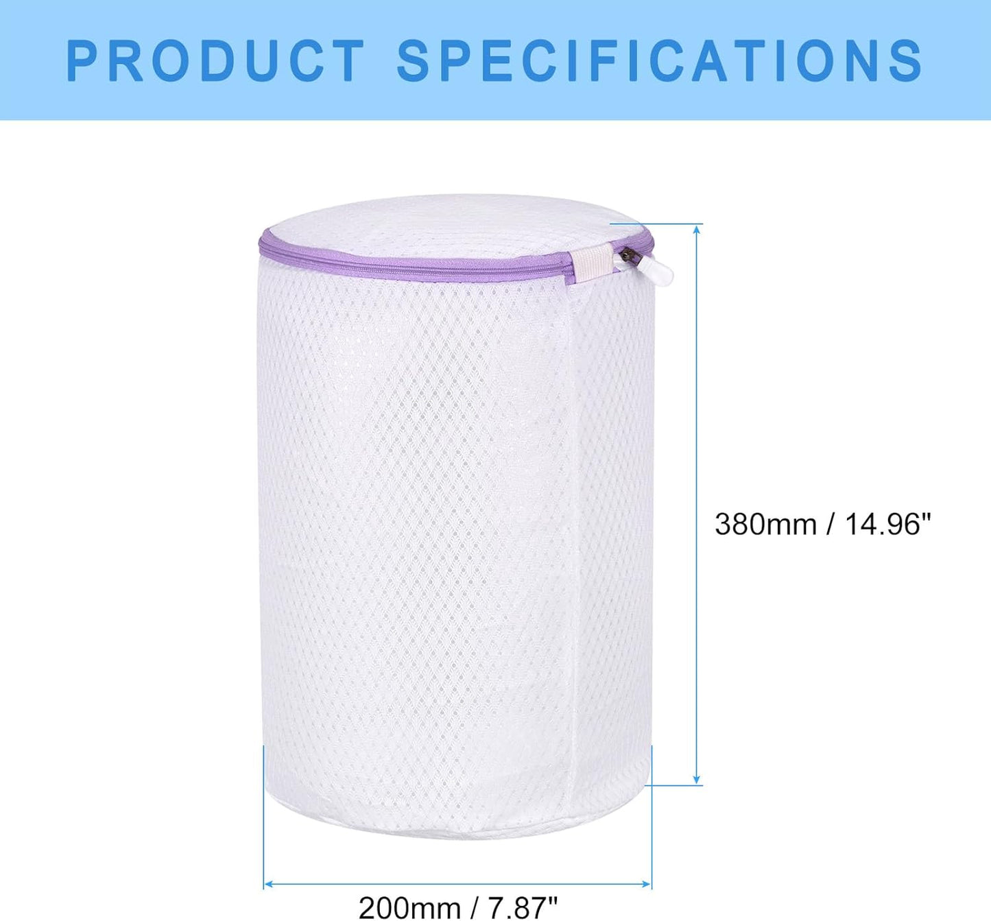 uxcell Shoes Washing Bag, 7.9 x 15 Inch Cylinder Mesh Laundry Bags for Sneakers and Delicates
