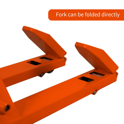 Tory Carrier Mini Pallet Jack Trucks, 2200 lbs Capacity 31.5" x 15" Forks, Small Size Narrow Manual Pallet Lift, Foldable Forks and Handle, Orange